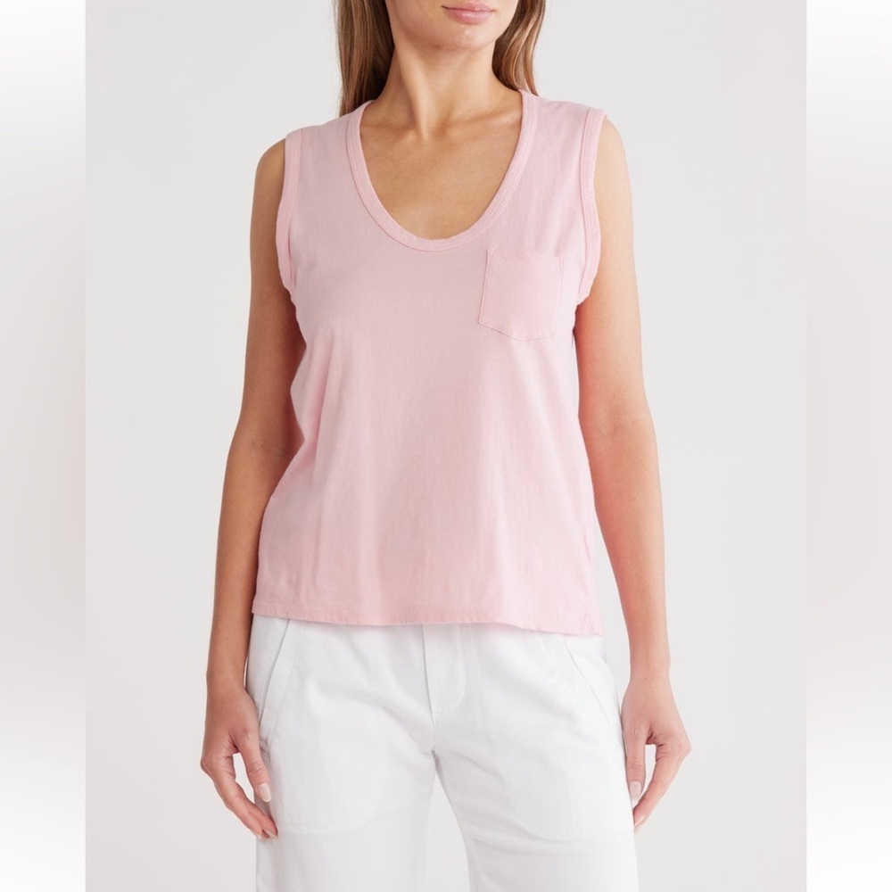 James Perse V-Neck Cotton Tank In Peony Size 1 (Fits Like 0-2 Us) Nwt